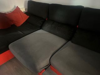 Sofá Chaise Longue Negro y Rojo