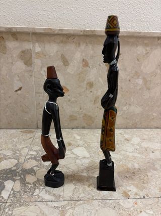 Figuras Pareja Africanos Artesanal Madera