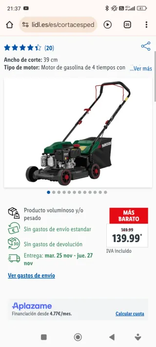 Cortacésped Parkside a gasolina