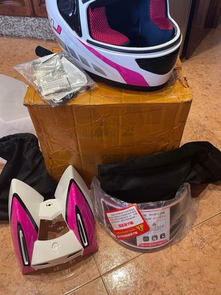 Casco Moto Mujer Blanco Rosa HN Sin estrenar
