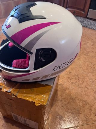 Casco Moto Mujer Blanco Rosa HN Sin estrenar