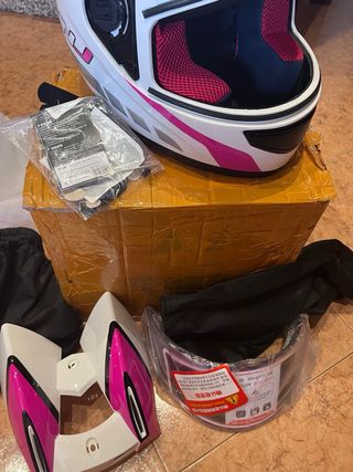 Casco Moto Mujer Blanco Rosa HN Sin estrenar