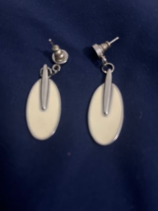 Pendientes Lotus Ovalados Plata y Beige