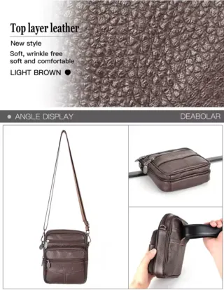 Bolso bandolera hombre piel marrón