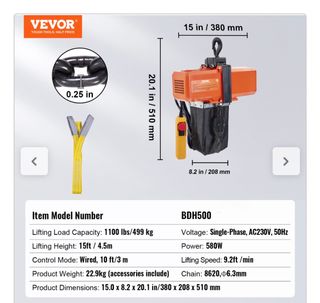 Polipasto Eléctrico VEVOR 499kg