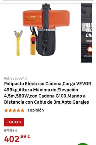 Polipasto Eléctrico VEVOR 499kg