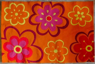 Alfombra Decorativa Flores Naranja y Rosa