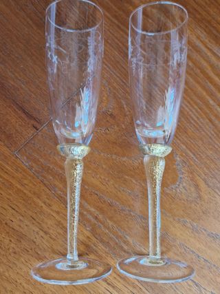 Coppia flutes cristallo Etruria oro