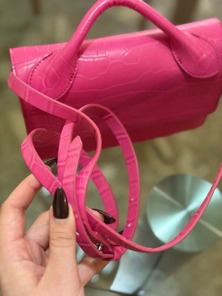 Mini bolso fiesta rosa cocodrilo