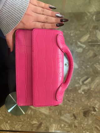 Mini bolso fiesta rosa cocodrilo