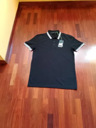 Polo Hugo Boss Negro Gris Talla L