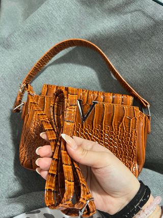 Bolso vintage efecto piel cocodrilo naranja