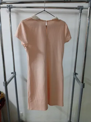 Vestido rosa TAKEZO perlas cuello Peter Pan T.M