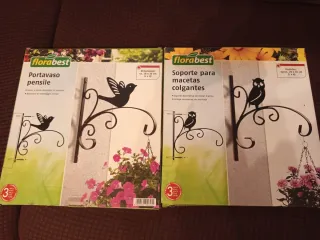 Colgador Macetas Metal Negro con pájaros