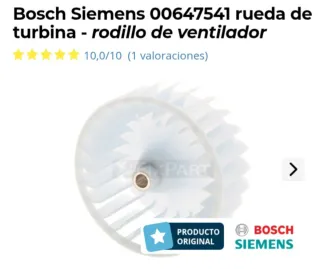 Rueda Turbina Ventilador Bosch Siemens