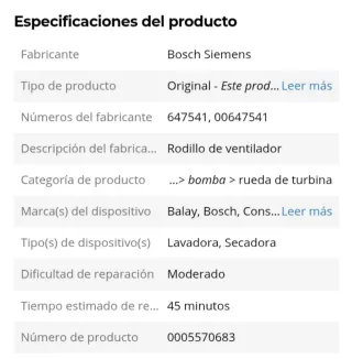 Rueda Turbina Ventilador Bosch Siemens