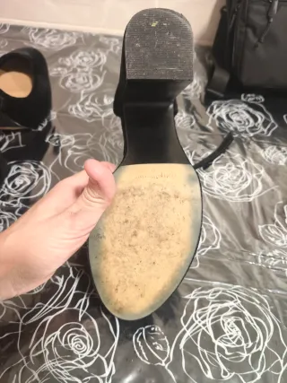 Zapatos Stradivarius Tacón Negro Terciopelo