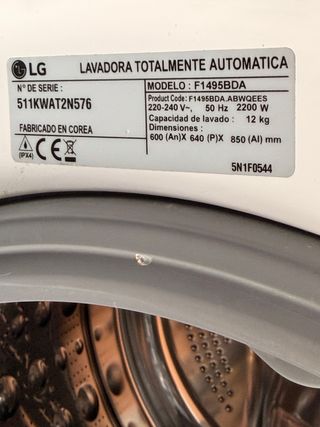 Lavadora LG Direct Drive 12kg 1400 RPM