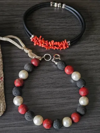 Pulseras Plata, Corales, Perlas y Lava