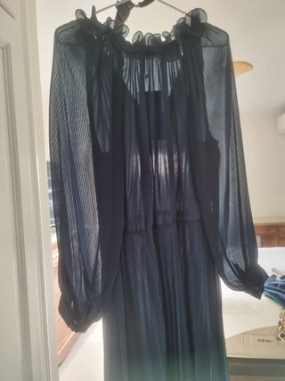 Vestido largo gasa azul T M Zara