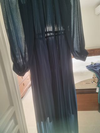 Vestido largo gasa azul T M Zara