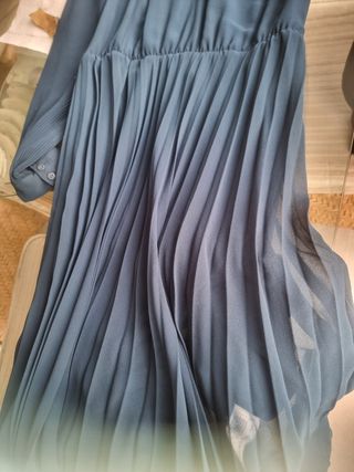 Vestido largo gasa azul T M Zara