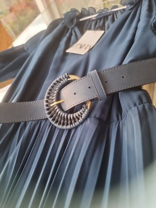 Vestido largo gasa azul T M Zara