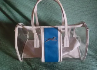 Bolso Bimba y Lola Transparente Azul y Blanco.