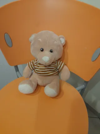 Orsetto peluche marrone con maglietta a righe