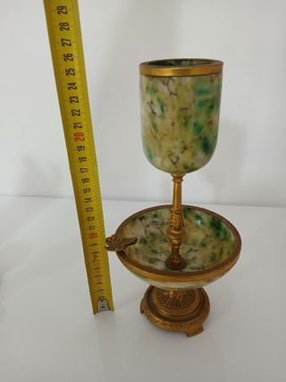 Antico Posacenere Portafiammiferi Vintage Onice