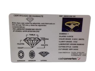 sortija oro 18k con piedra con diamante de laboratorio