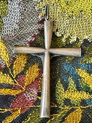Cruz antigua de plata maciza vintage con Cristo –