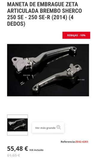 MANETA EMBRAGUE ZETA 4 DEDOS NUEVA SHERCO/KTM/BETA