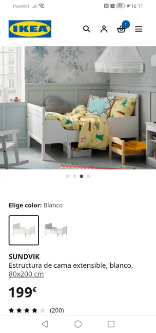 Cama extensible infantil IKEA SUNDVIK