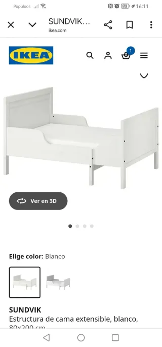 Cama extensible infantil IKEA SUNDVIK