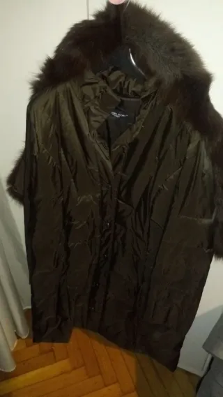 Cappotto donna verde con pelliccia