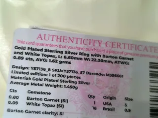 Anillo Plata Ley chapado en oro Granate y Topacios