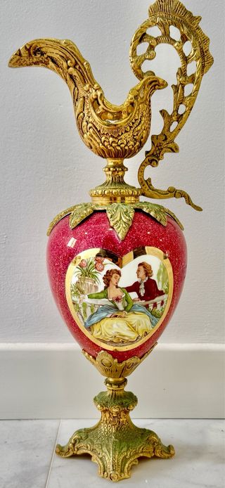 Antigüedad Porcelana/Bronce 42cm