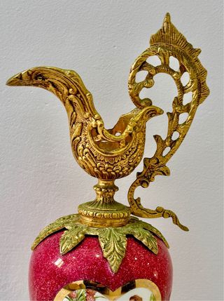 Antigüedad Porcelana/Bronce 42cm