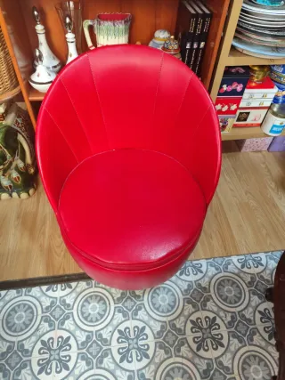 Sillita Vintage Roja Piel Sintética