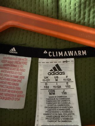 Sudadera Adidas verde con cremallera talla 11/12