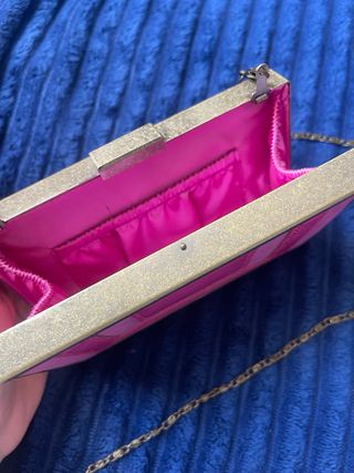 Bolso de fiesta rosa y dorado