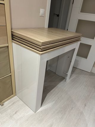 Tavolo da pranzo consolle estensibile rovere e bianco