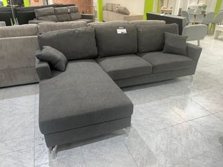 Sofa color gris rinconera con chaiselongue