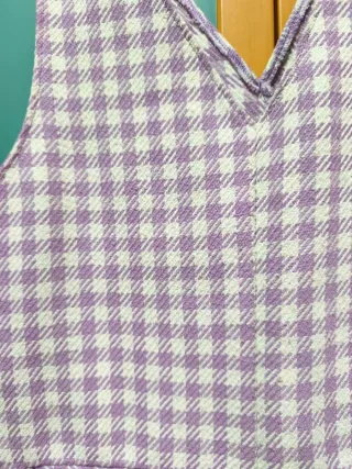 Pichi corto cuadros lila y blanco