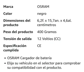 Cargador inteligente bateria Osram esencial 405 5A