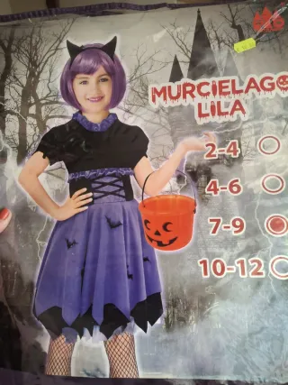 Disfraz Murcielago Lila Niña 7-8 Años