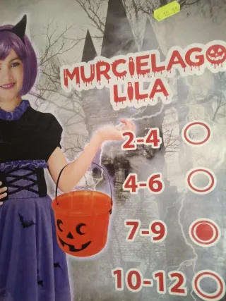 Disfraz Murcielago Lila Niña 7-8 Años