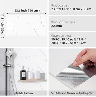 32 Azulejos Adhesivos Efecto Mármol