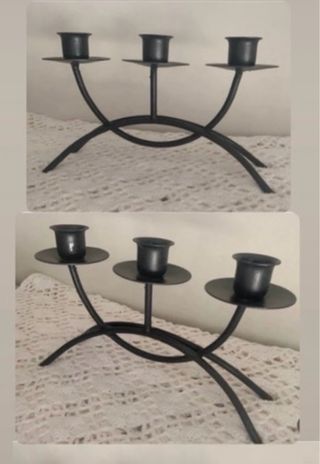 Dos Candelabro de forja negro